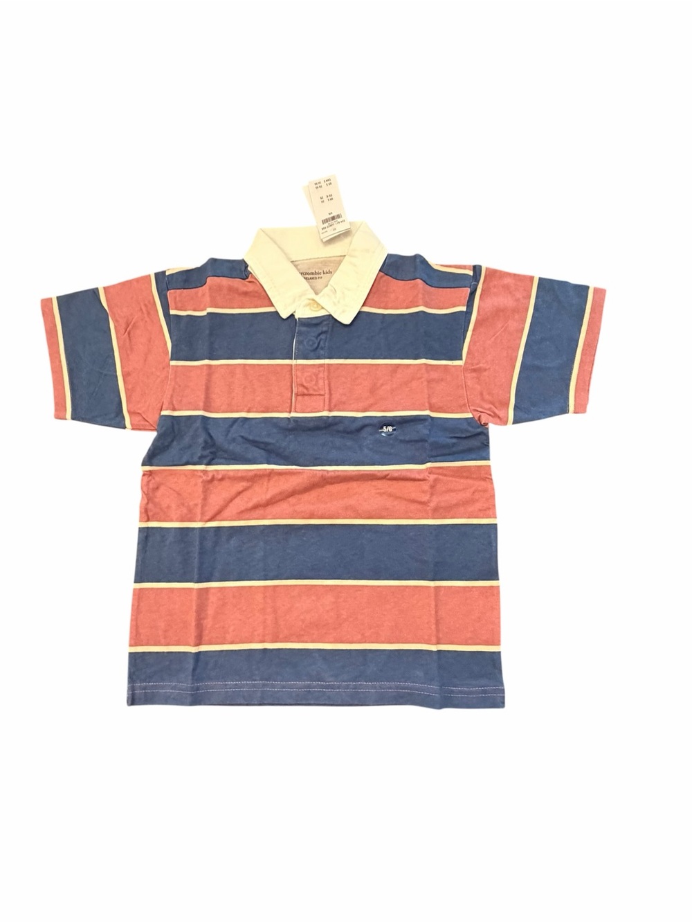 Abercrombie Kids Polo Shirt Boys Short Sleeve Size 5/6 Small Stripe Relaxed Fit